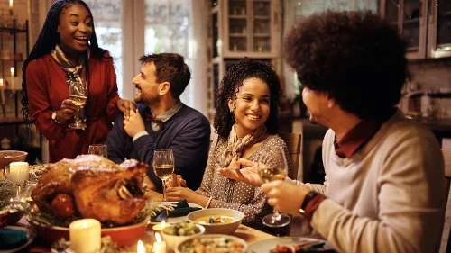 Family sharing a holiday dinner